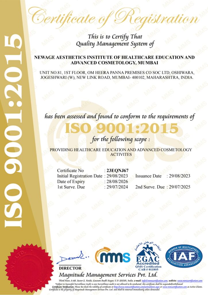 NewAge Aesthetics ISO Certificate