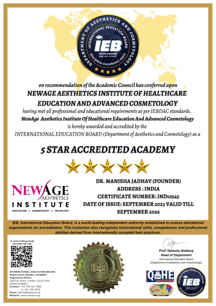 NewAge Aesthetics Accreditation By International Education Board, UK
